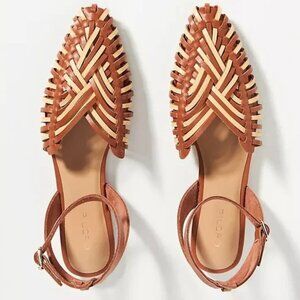 NWT Anthropologie Pilcro Woven Leather Ankle Strap Sandals, Size 10